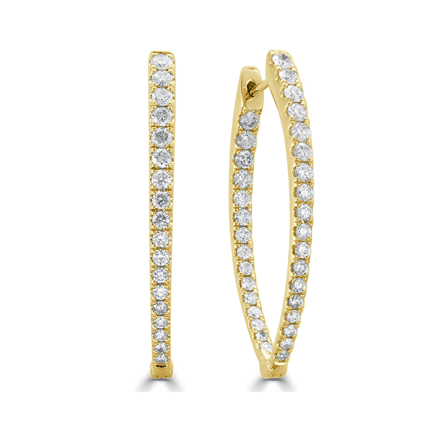 14KT Yellow Gold Diamond Hoop Earrings  DEJ3012L01 Y