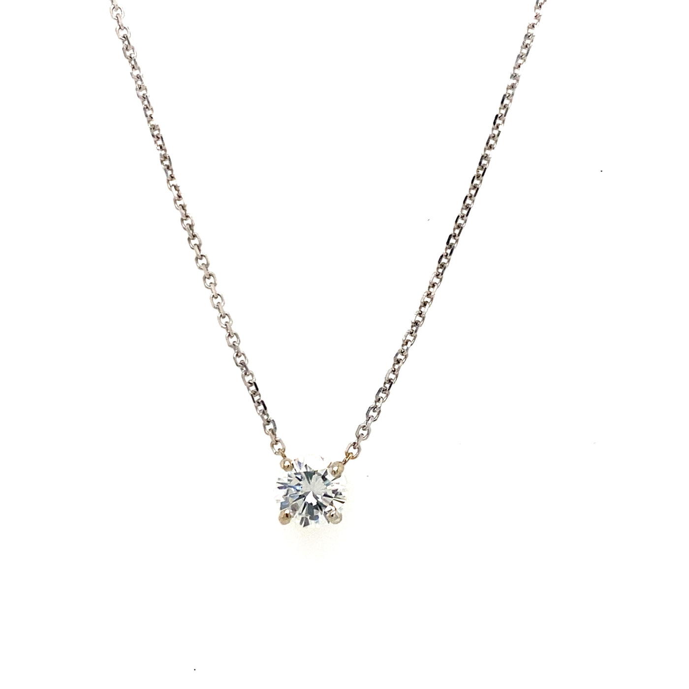 Diamond Solitaire Necklace in White Gold by B&C