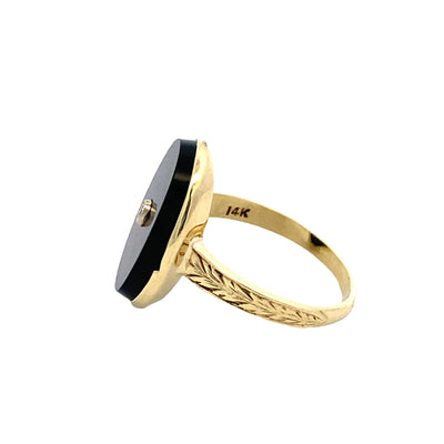 Estate Yellow Gold Onyx Ring