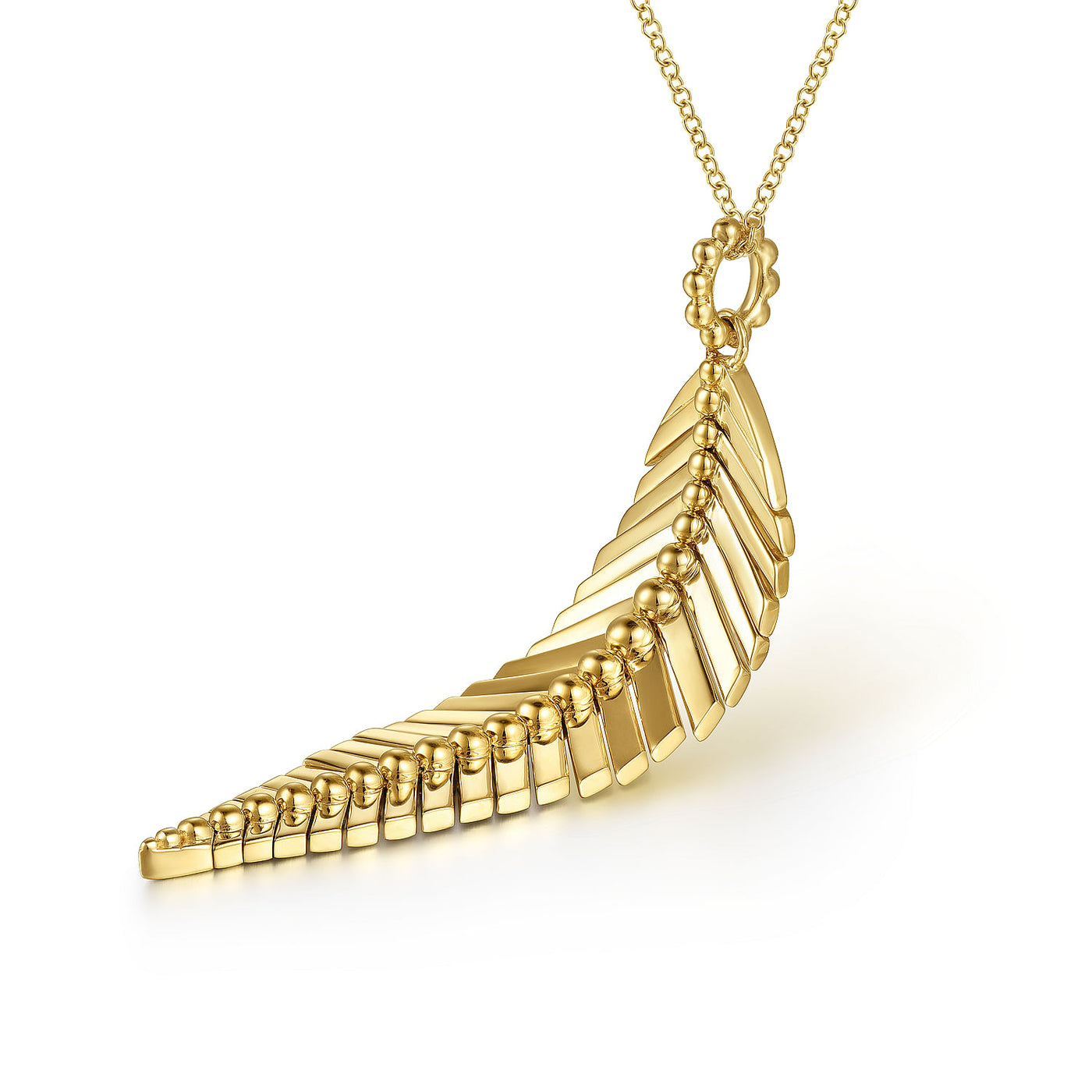 17.5" Drop Style Leaf Pendant in Yellow Gold by Gabriel & Co.