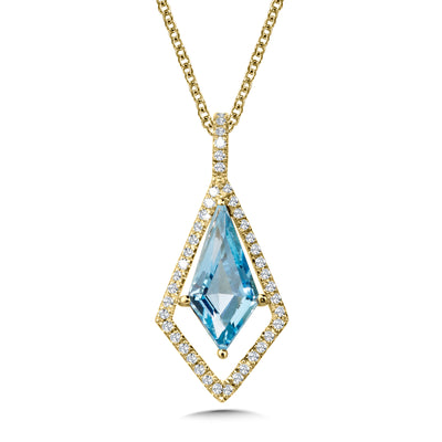 Yellow Gold Blue Topaz Pendant cgp219Y-DBT