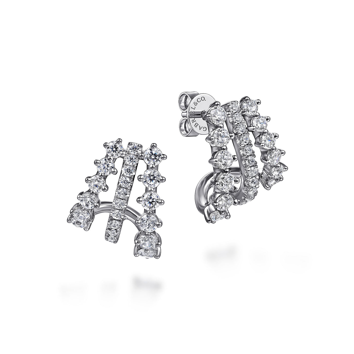 Gabriel & Co. White Gold Diamond J Hoop Earrings