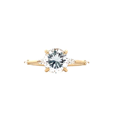 Round Diamond Side Stone Engagement Ring in Yellow Gold by Gabriel NY