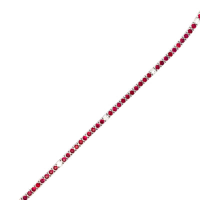 Ruby and Diamond Tennis Bracelet in White Gold by Allison Kaufman