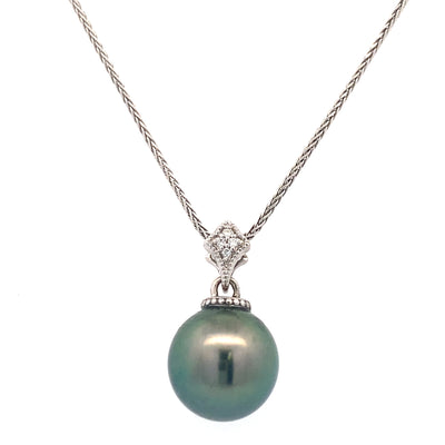 Tahitian Pearl Pendant in White Gold by B&C