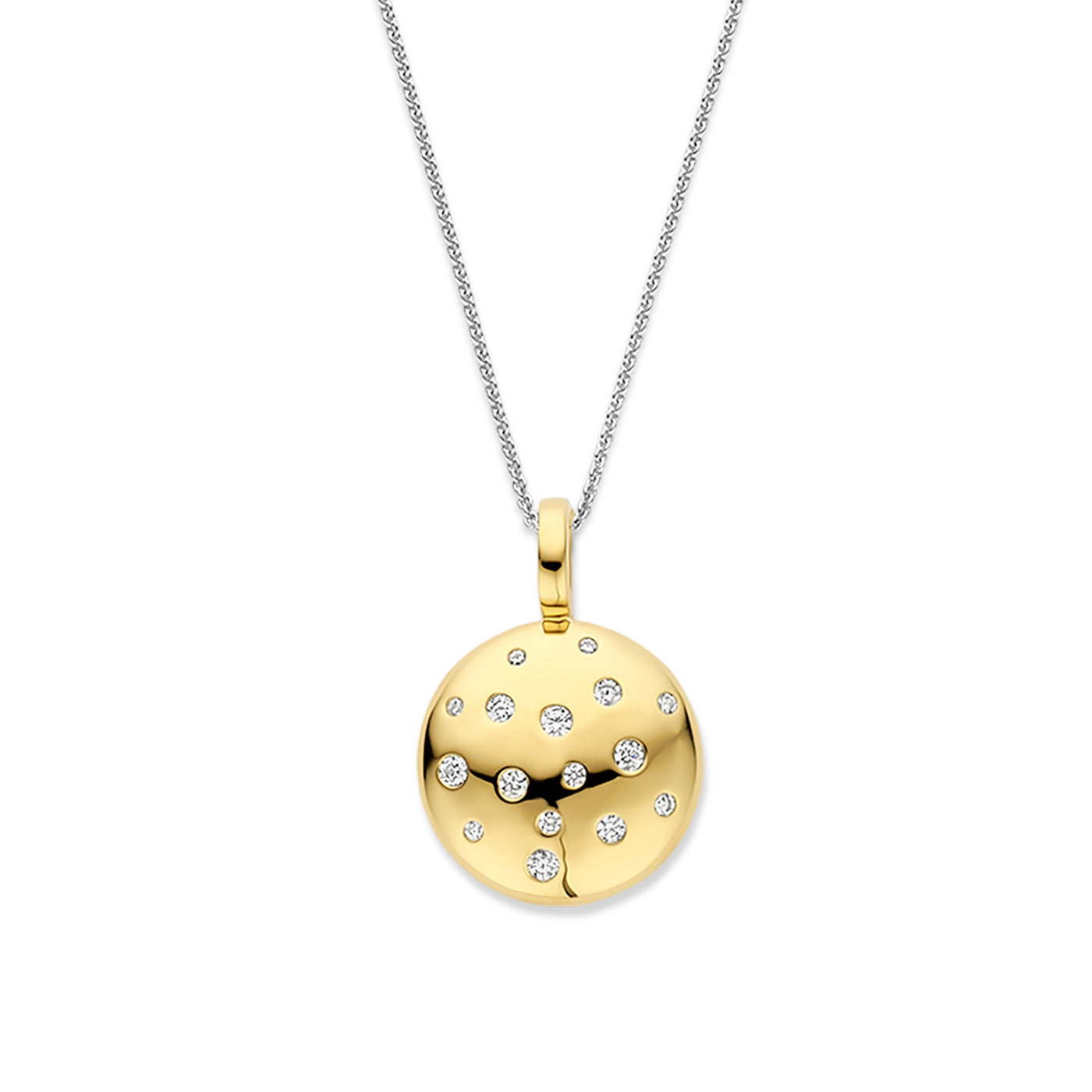 Round CZ Drop Pendant in Two-Tone GOld by Ti Sento Milano