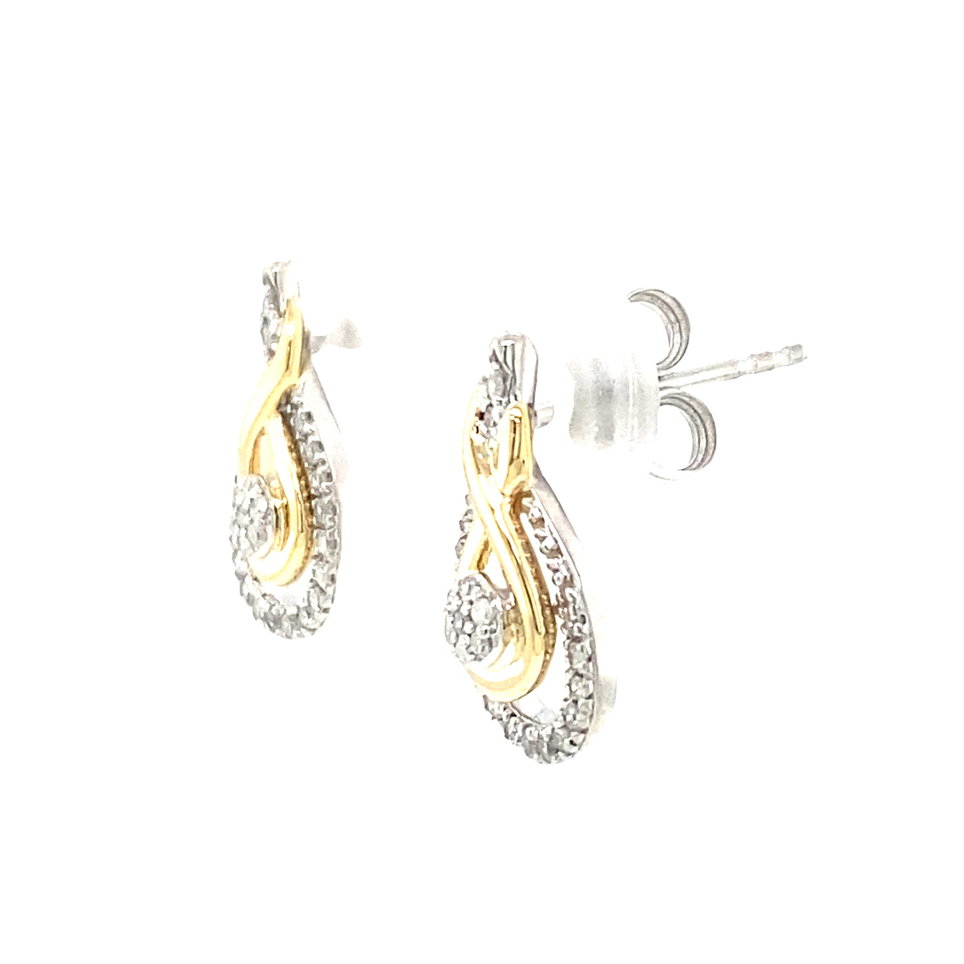 Diamond Drop Earrings in Two-Tone Gold