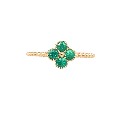 Floral Emerald Ring in Yellow Gold