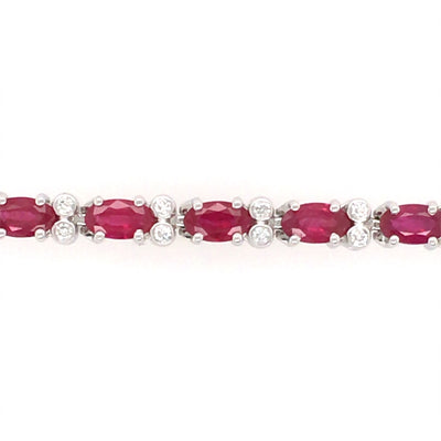 14 Karat Ruby & Diamond Tennis Style Bracelet GBR-3360-R14