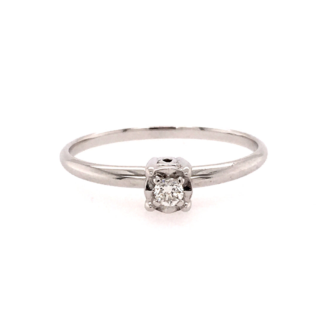 Diamond Illusion Solitaire Promise Ring in White Gold by B&C