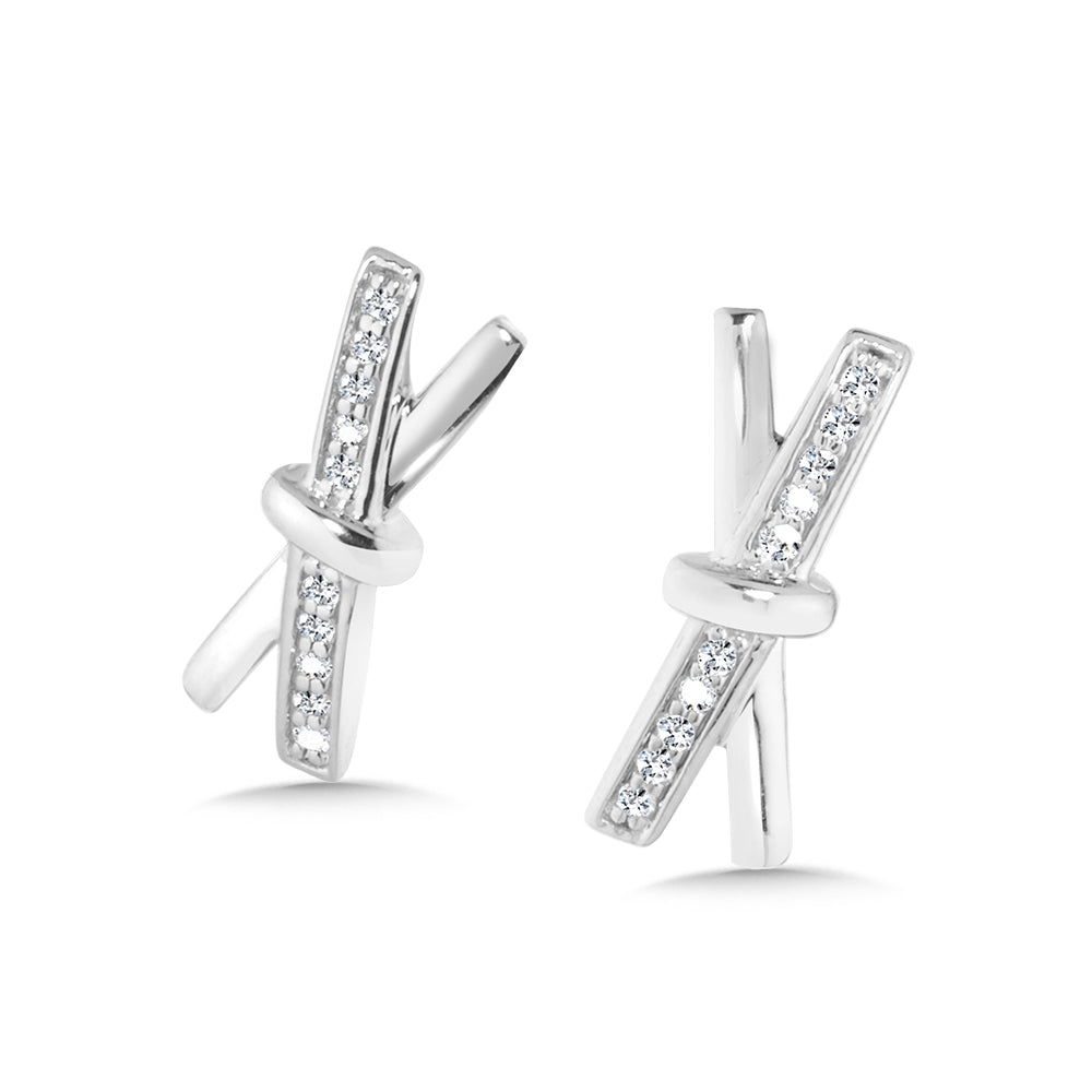 Silver Diamond X Stud Earrings