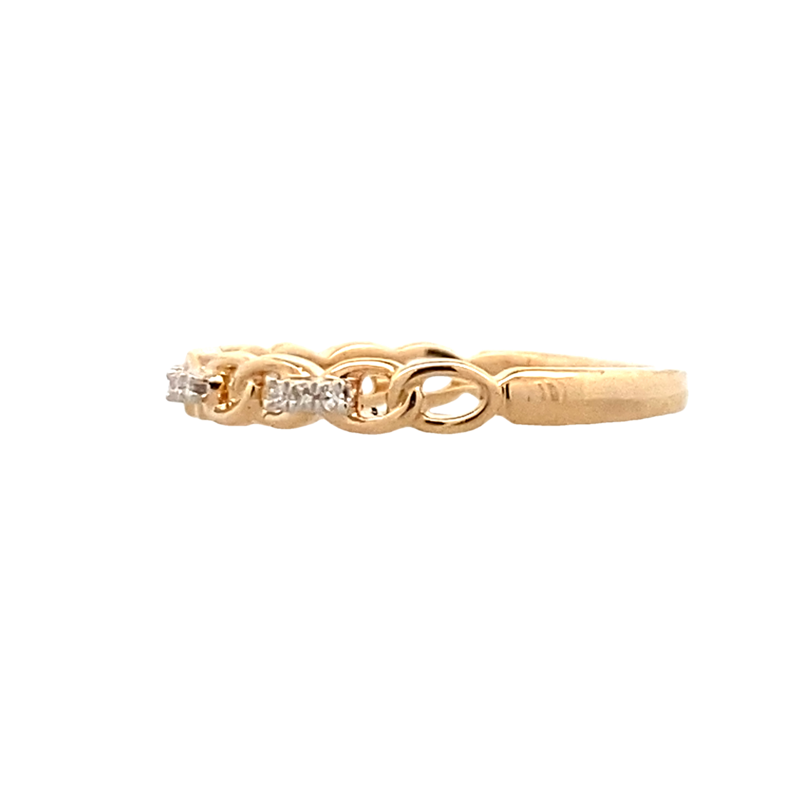 Yellow Gold Diamond Link Stackable Ring