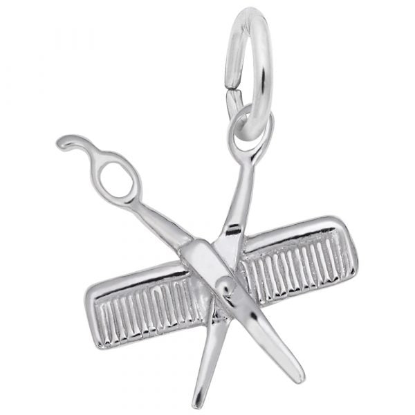 Comb & Scissors Charm in Silver