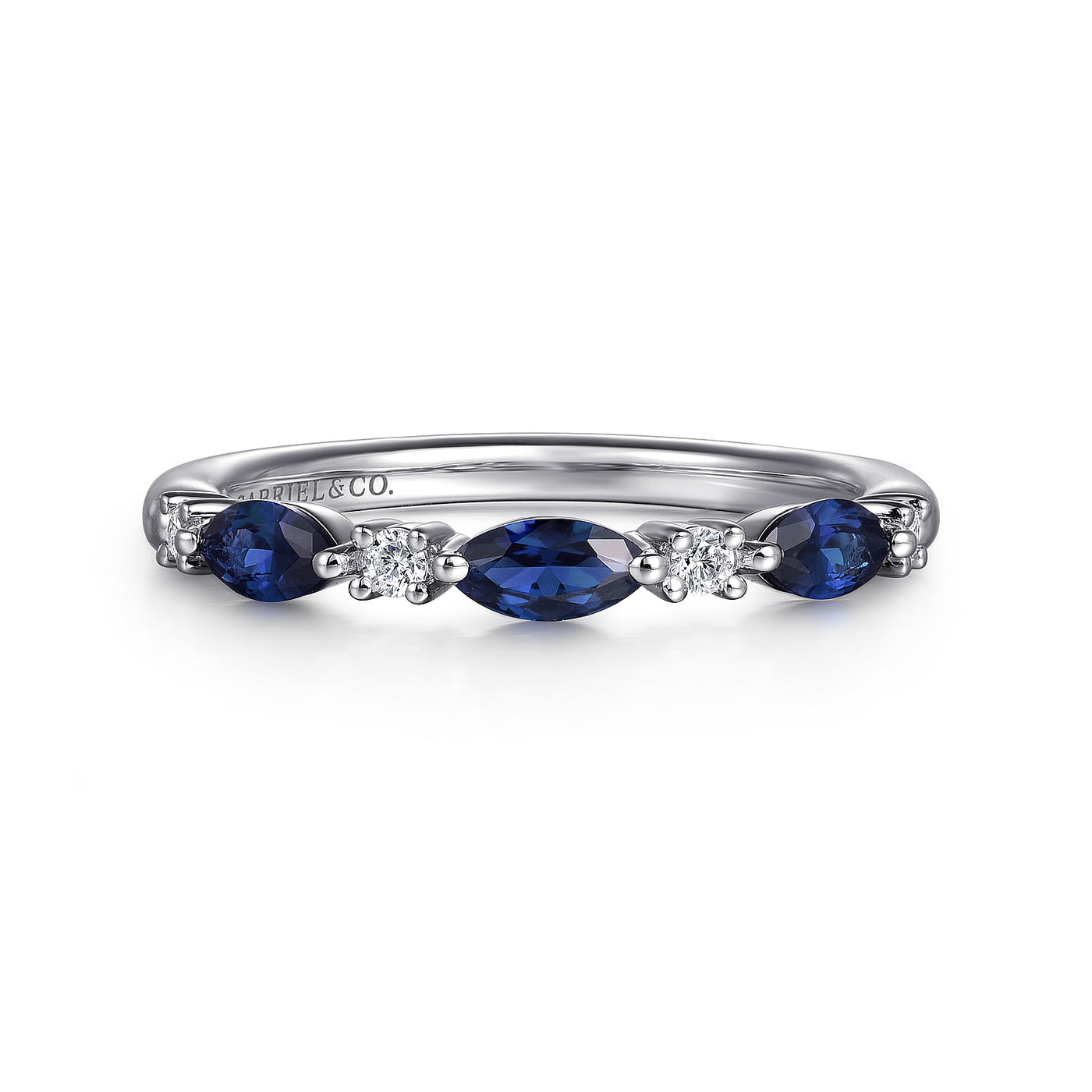 Gabriel & Co. White Gold Sapphire and Diamond Ring