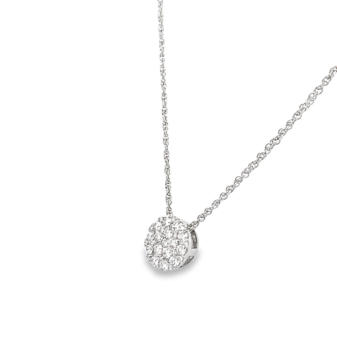 Diamond Cluster Pendant in White Gold by Allison Kaufman Co.