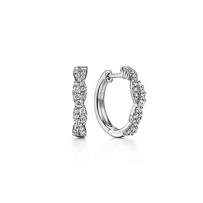 Diamond Twist Hoops in White Gold by Gabriel & Co.