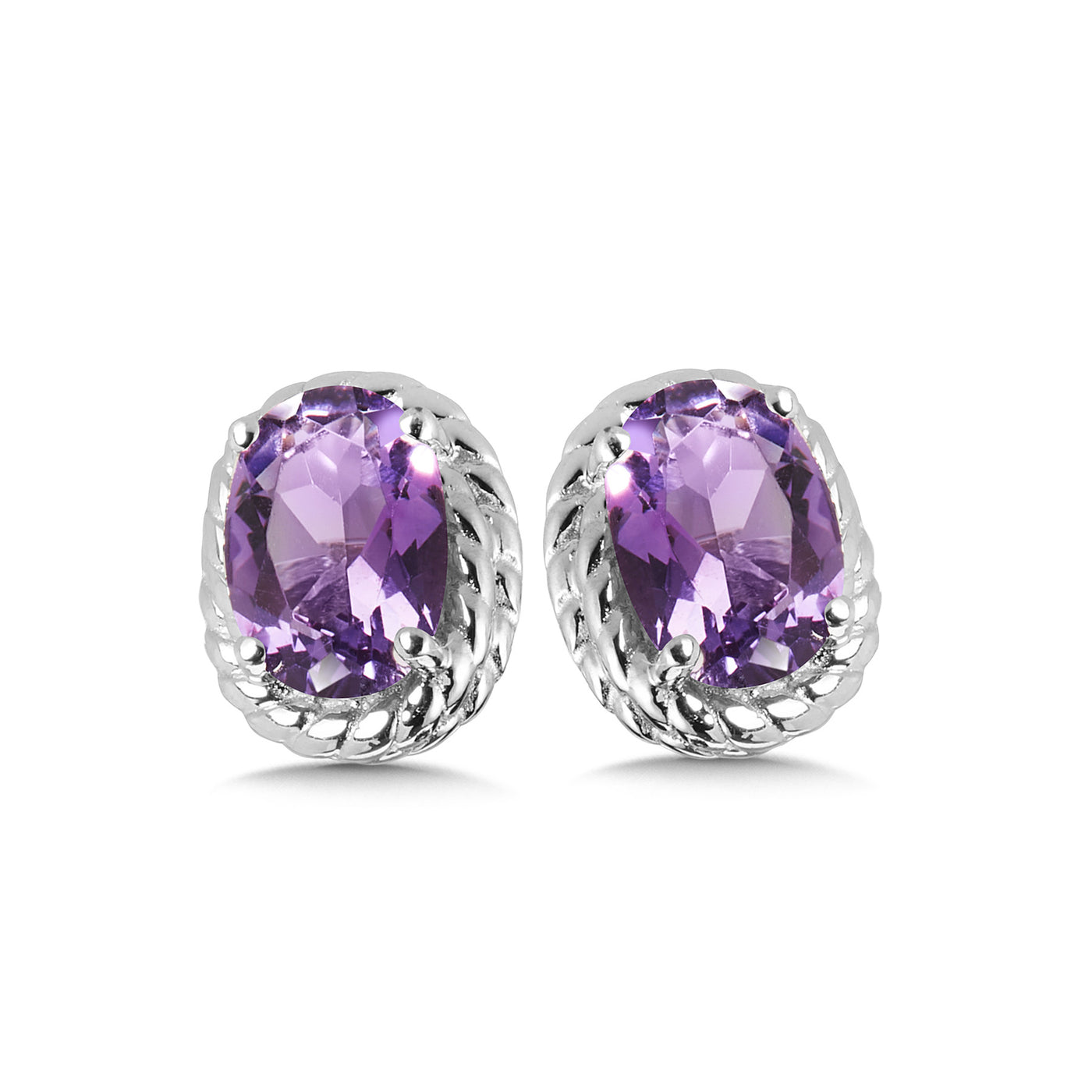 Silver Amethyst Stud Earrings  LVE708-AM