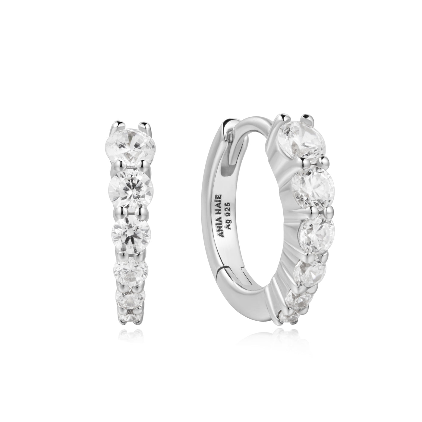 Ania Haie Silver CZ Gradiant Pave Huggies