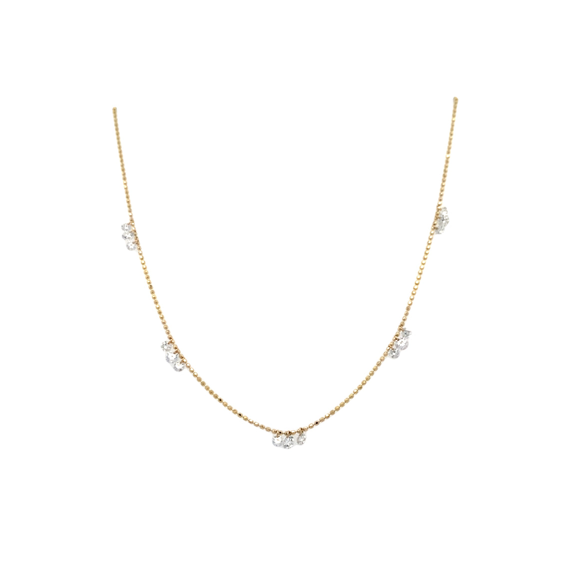 Diamond Station Necklace in Yellow Gold