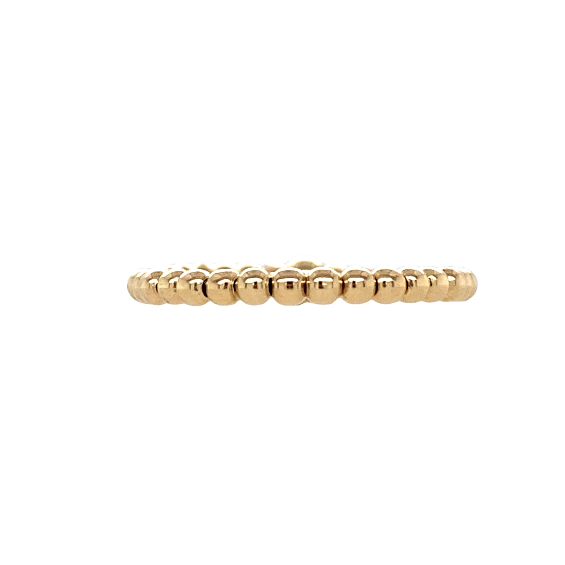 2mm Stretch Beaded Stacking Ring in Yellow Gold