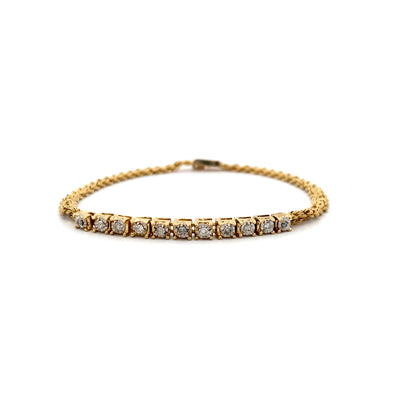 Estate Fancy L:ink Diamond Bracelet in Yellow Gold