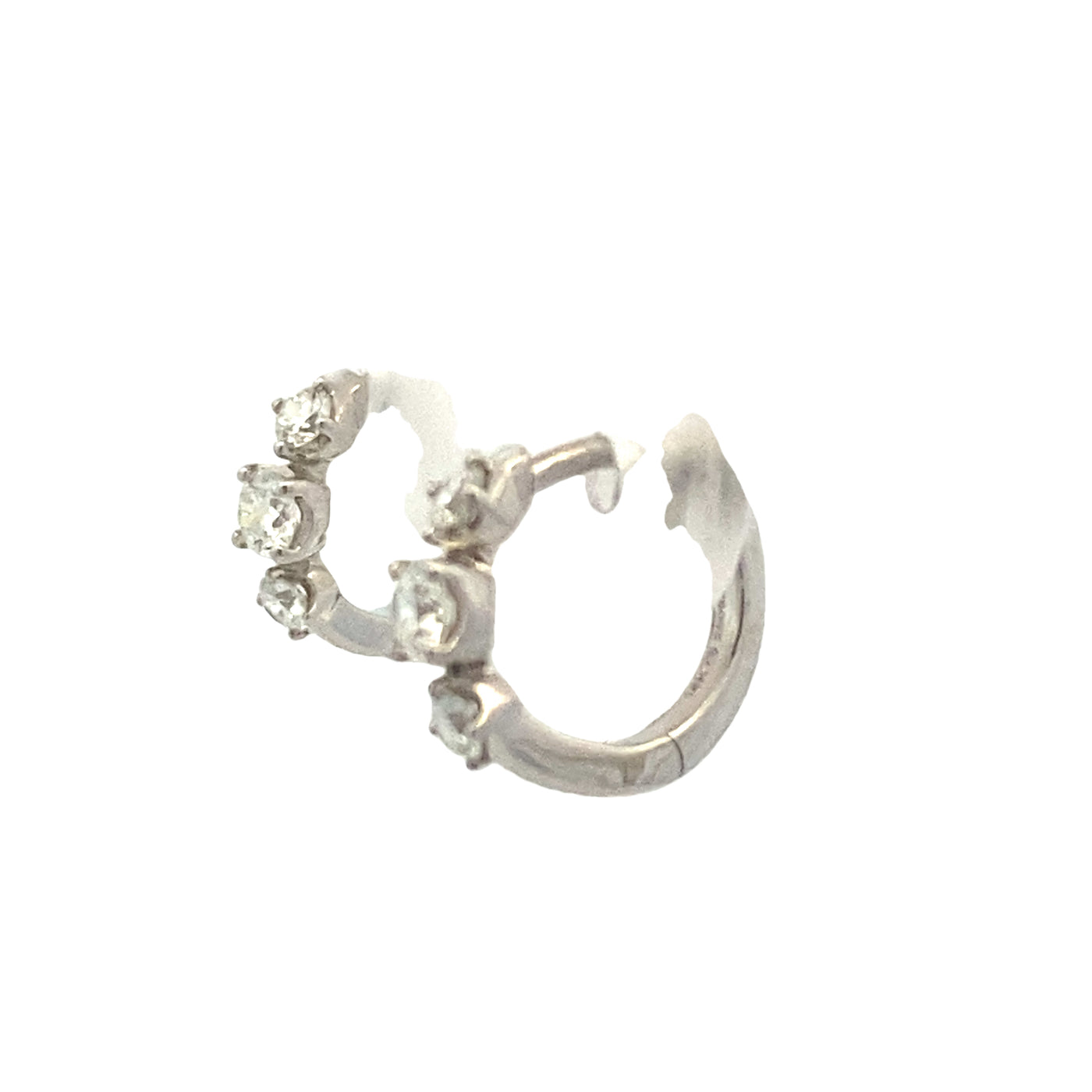 Zeghani White Gold Mini Diamond Huggie Earrings