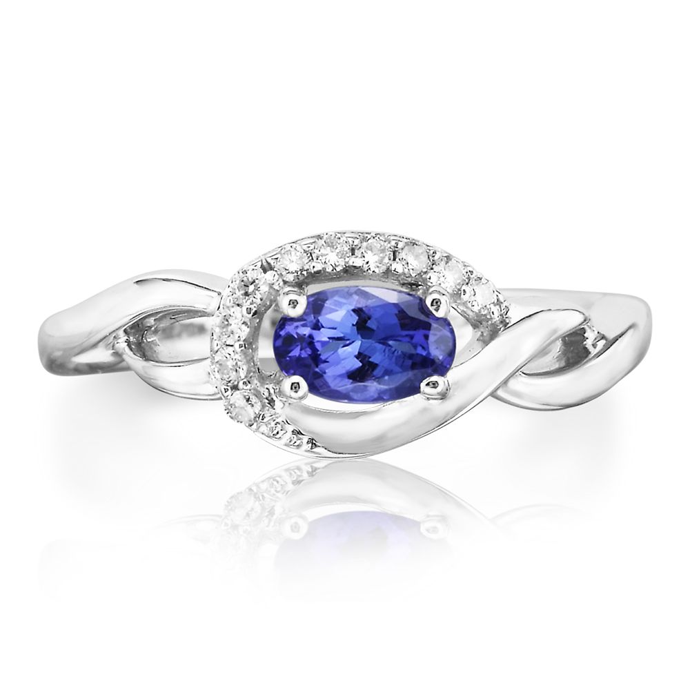 Oval Tanzanite and Diamond Ring in White Gold by Parle