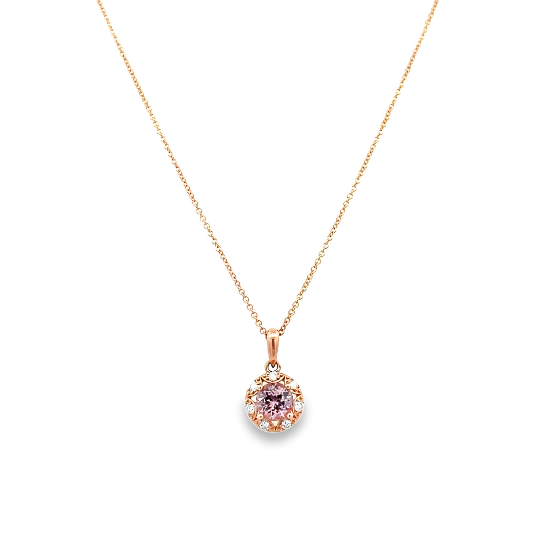 Lotus Garnet and Diamond Pendant in Rose Gold by Parle