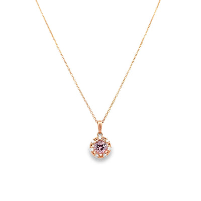 Lotus Garnet and Diamond Pendant in Rose Gold by Parle