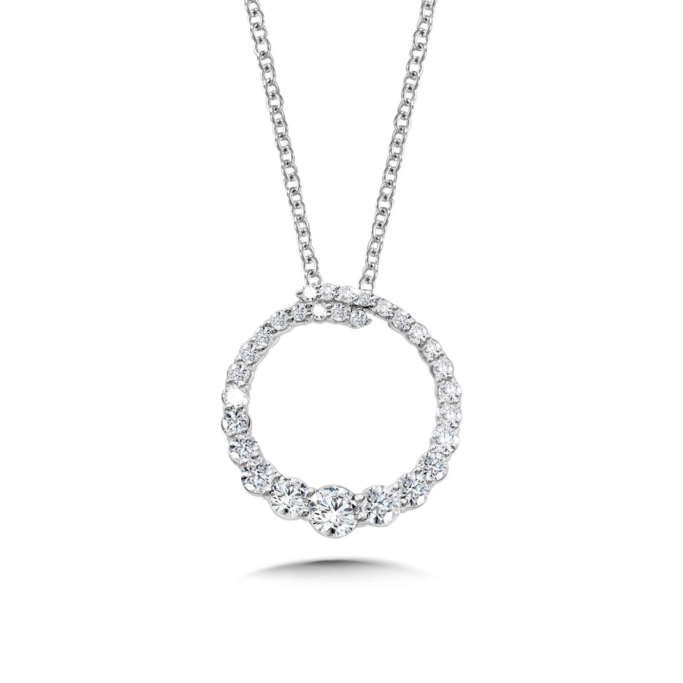 Diamond Circle Necklace in White Gold