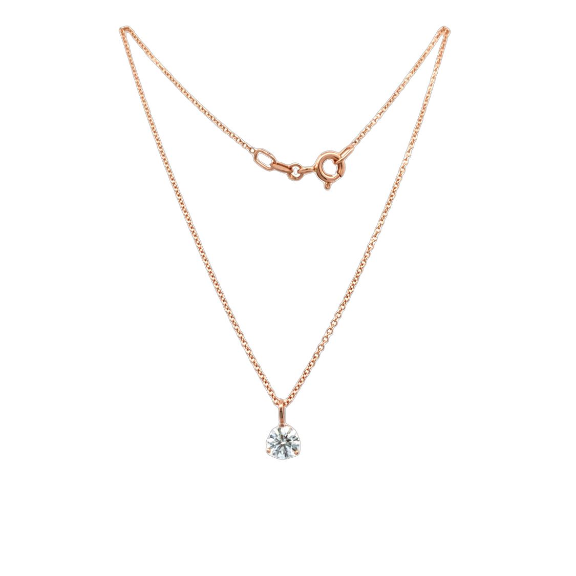 Diamond Solitaire Pendant in Rose Gold by B&C