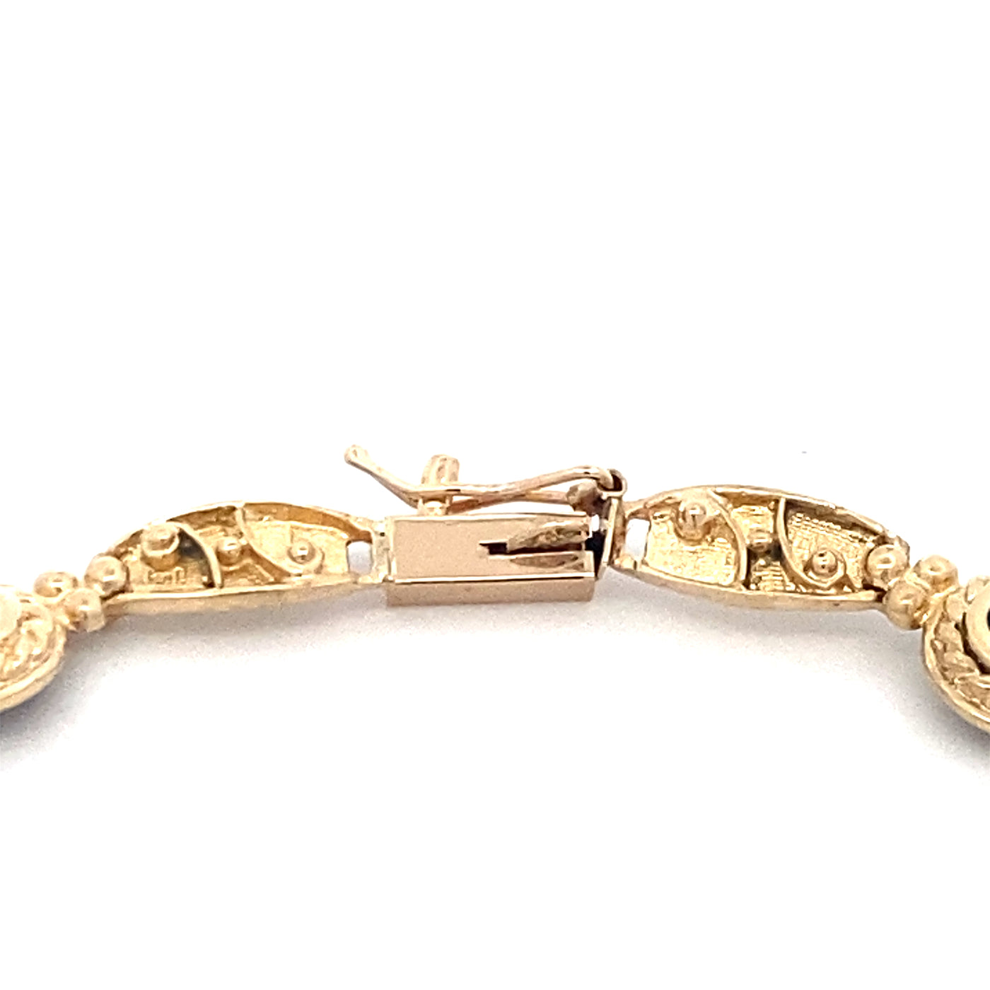 Estate Yellow Gold Sapphire Fancy Link Bracelet