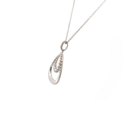 White Sapphire Bujukan Drop Pendant in Silver by Gabriel NY