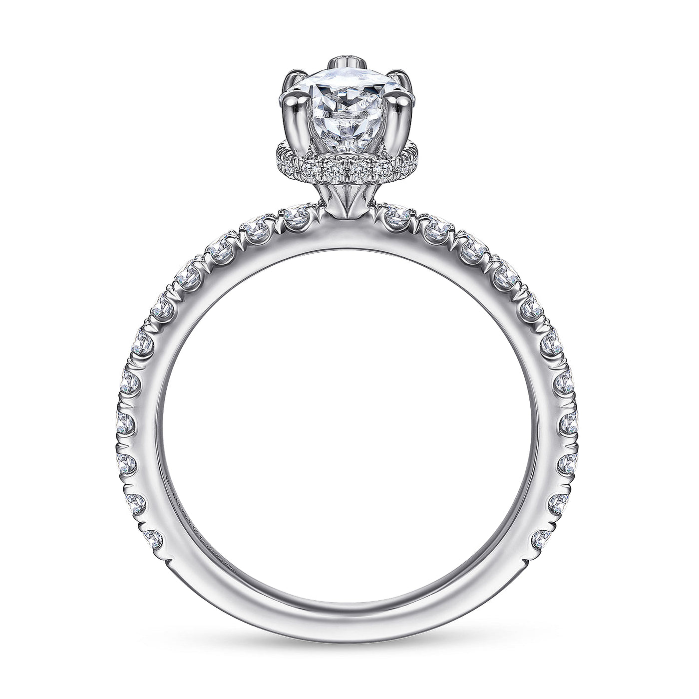 Pear Shape Diamond Side Stone Engagement Ring in White Gold by Gabriel NY