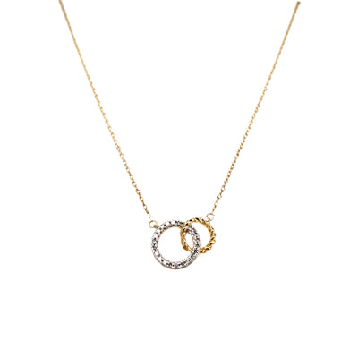 Double Circle Diamond Necklace in Yellow Gold