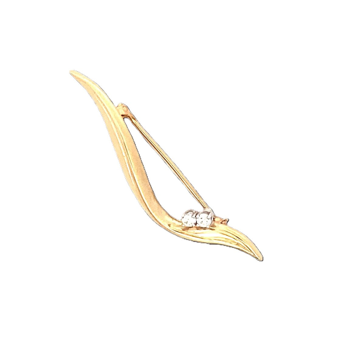 BCJ Estate Jewelry Yellow Gold and Diamond Wave Pin