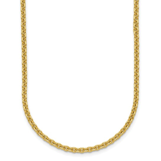 24" Solid Cable Chain in Yellow Gold