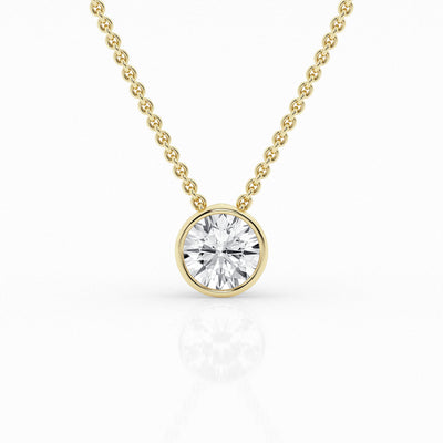 LAB-Created 1/4ct Diamond Solitaire Pendant in Yellow Gold