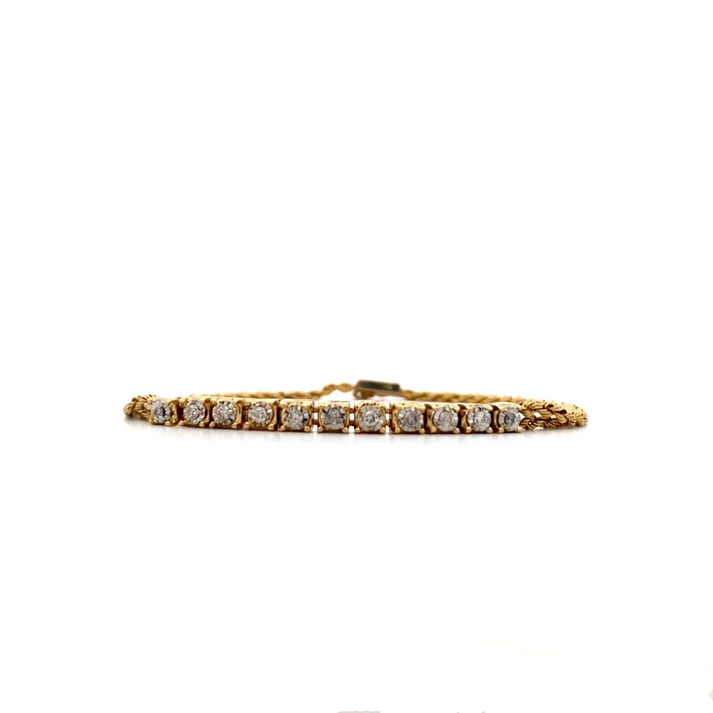 Estate Fancy L:ink Diamond Bracelet in Yellow Gold