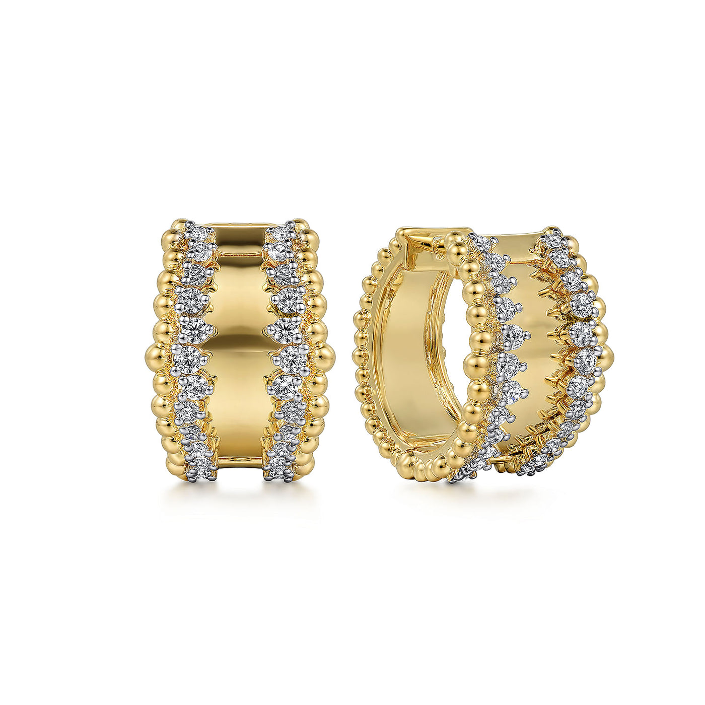 Diamond Bujukan Huggie Earrings in Yellow Gold by Gabriel & Co.