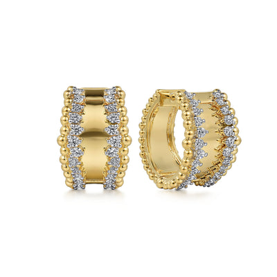 Diamond Bujukan Huggie Earrings in Yellow Gold by Gabriel & Co.