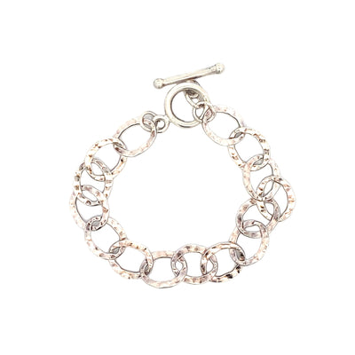 Estate Hammered Circle Bracelet in Silver