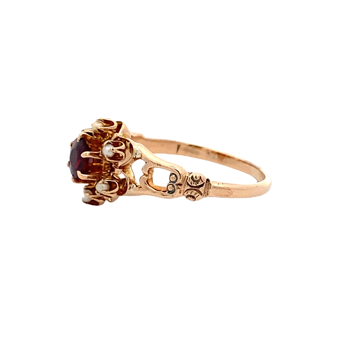 Estate Yellow Gold Garnet Vintage Inspired Ring