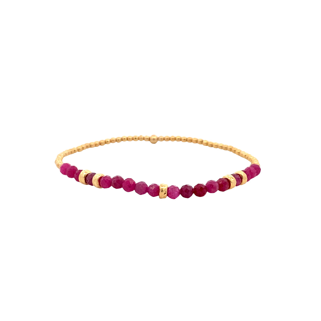 2mm Ruby Rondelle Stretch Bracelet in Yellow Gold by Karen Lazar