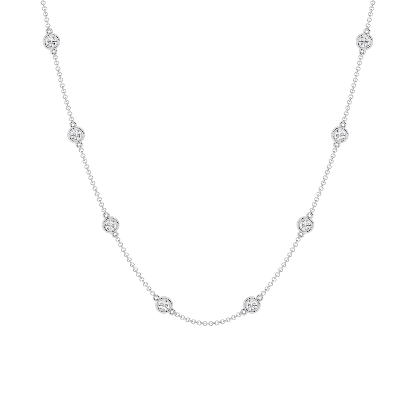 White Gold Lab Grown Station Necklace