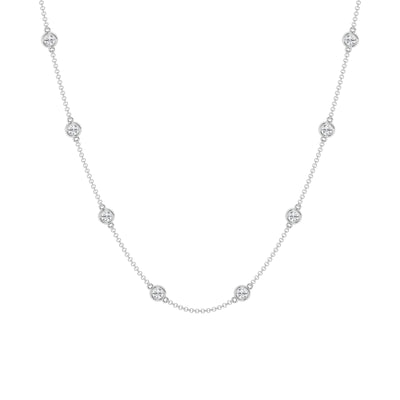 Lab-Created Diamond Station Necklace in White Gold