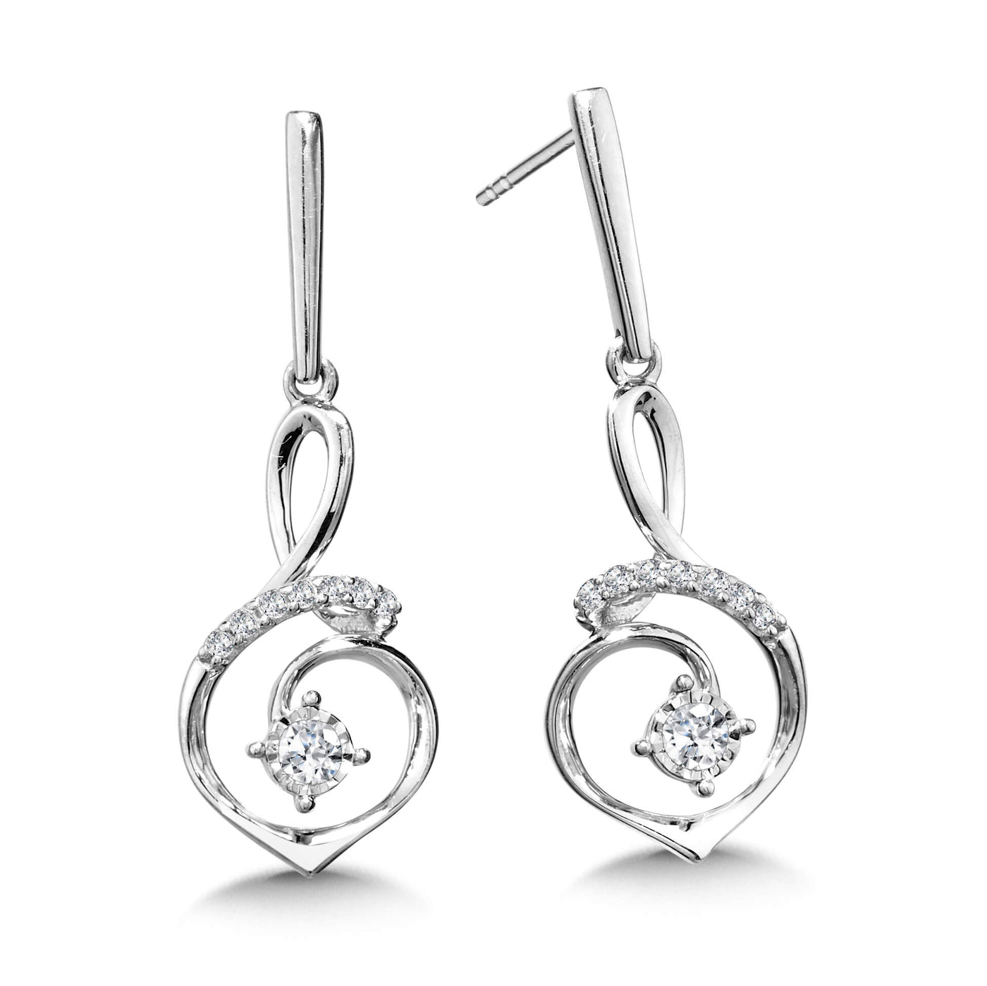 Silver Drop Earrings Diamond Earrings ESD017-W