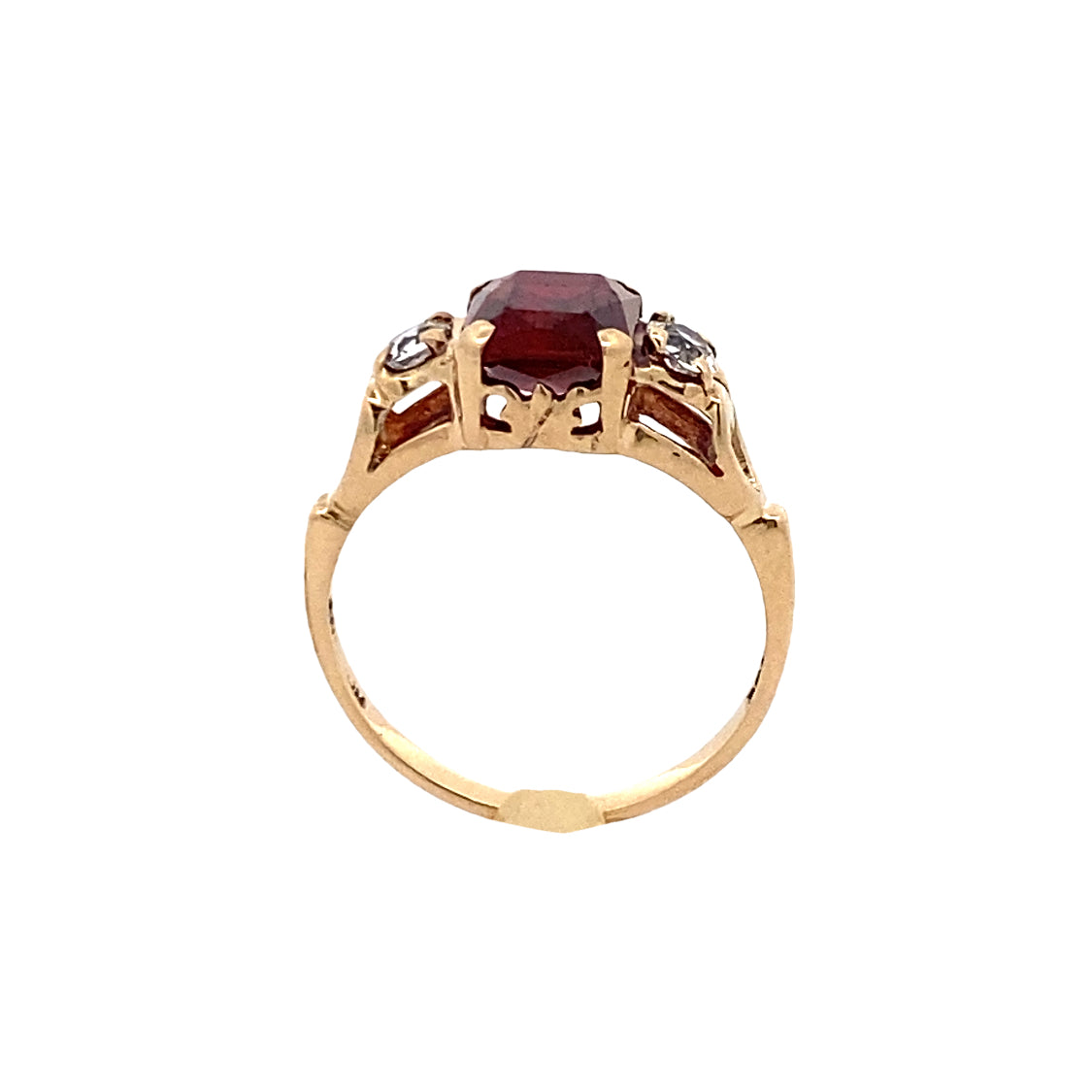 Estate Yellow Gold  Synthetic Ruby amnd White Spinel Ring