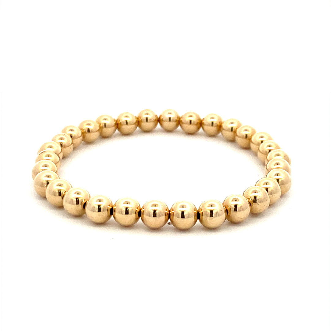 Karen Lazar Stretch 6mm Yellow Gold Beaded Bracelet