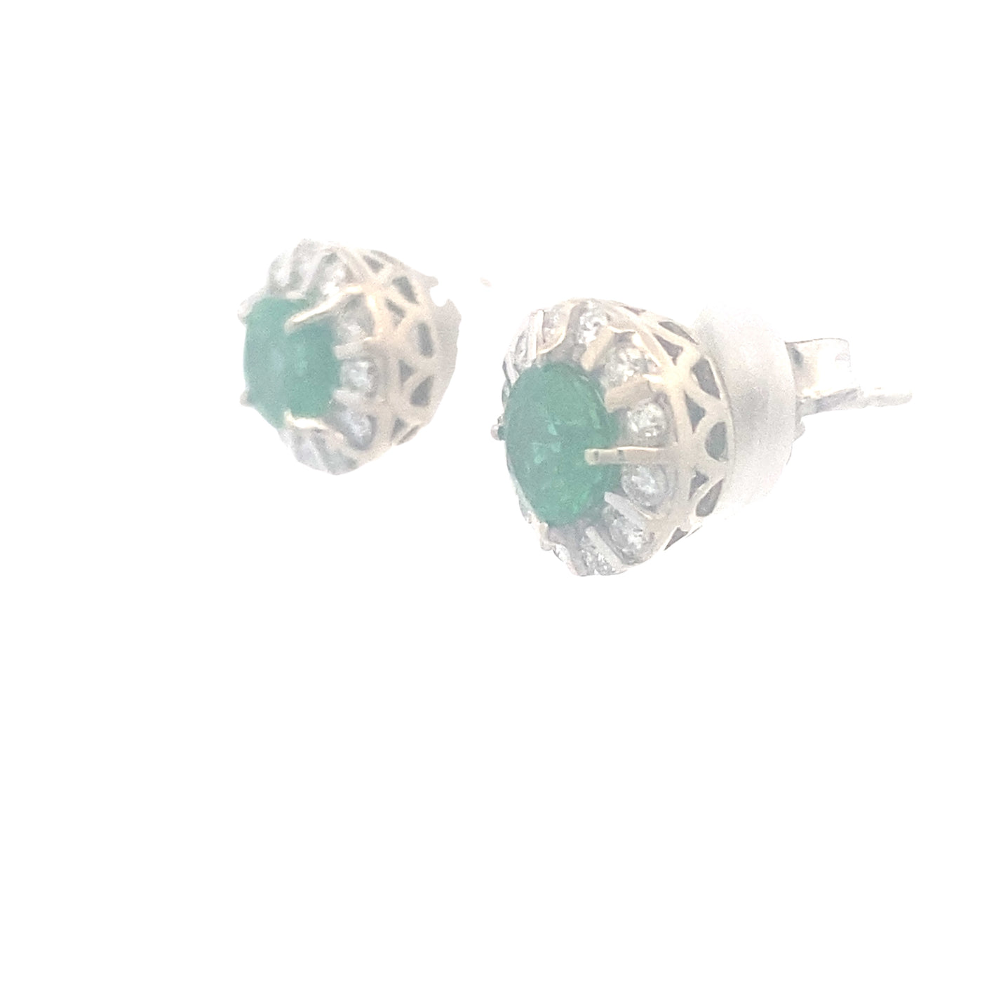 Estate Emerald Studs in White Gold